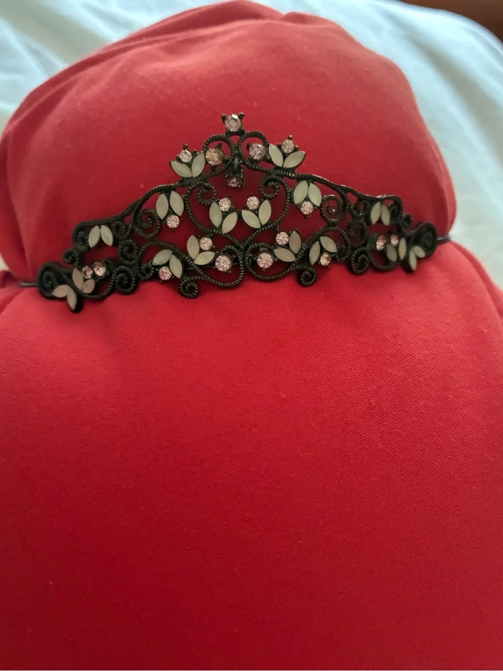 Delicate Pink Crystal Filigree Tiara